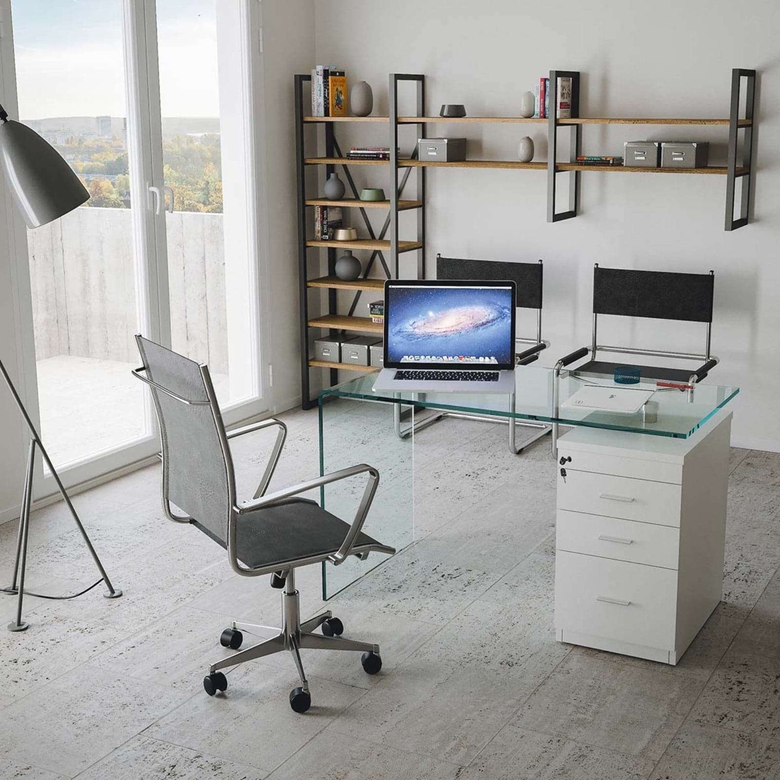 Scrittoio da ufficio, fisso, in vetro trasparente, per arredamento interni in Postazioni di lavoro per computer Decor Space - Altamura, commercioVirtuoso.it