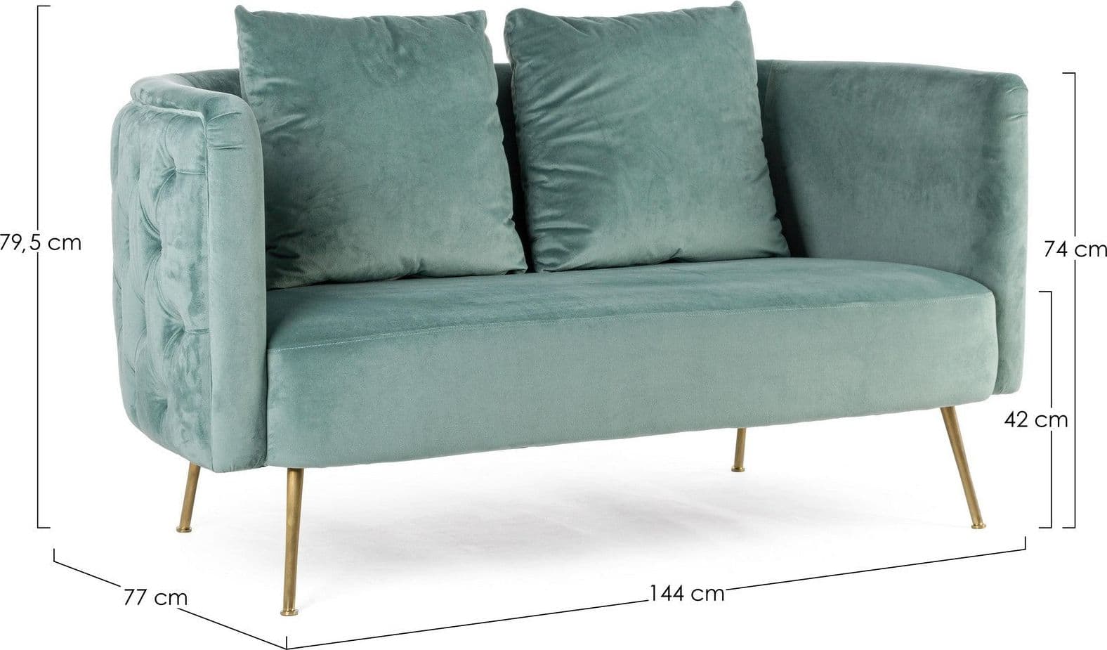 Divano 2 Posti "Tenbury" per interno, Struttura In Legno Di Frassino, 144 x 77 x 79,5 h cm Casa e cucina/Arredamento/Soggiorno/Divani Decor Space - Altamura, Commerciovirtuoso.it