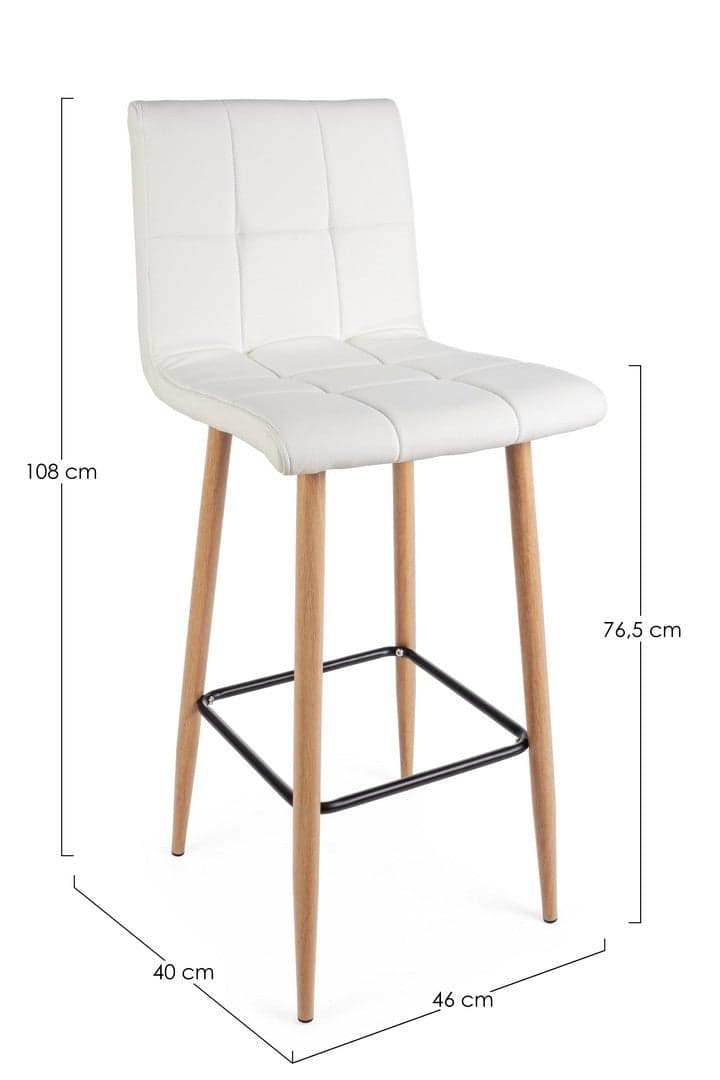 Sgabello da bar Bruce per interno, Gambe In Tubolare Di Acciaio Verniciato Effetto Legno, 46 x 40 x 108 cm in Sgabelli Decor Space - Altamura, commercioVirtuoso.it