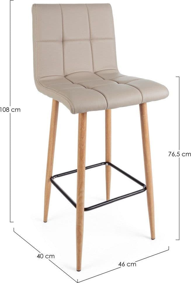 Sgabello da bar Bruce per interno, Gambe In Tubolare Di Acciaio Verniciato Effetto Legno, 46 x 40 x 108 cm in Sgabelli Decor Space - Altamura, commercioVirtuoso.it