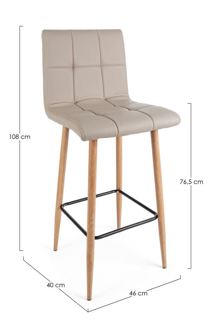 Sgabello da bar Bruce per interno, Gambe In Tubolare Di Acciaio Verniciato Effetto Legno, 46 x 40 x 108 cm in Sgabelli Decor Space - Altamura, commercioVirtuoso.it