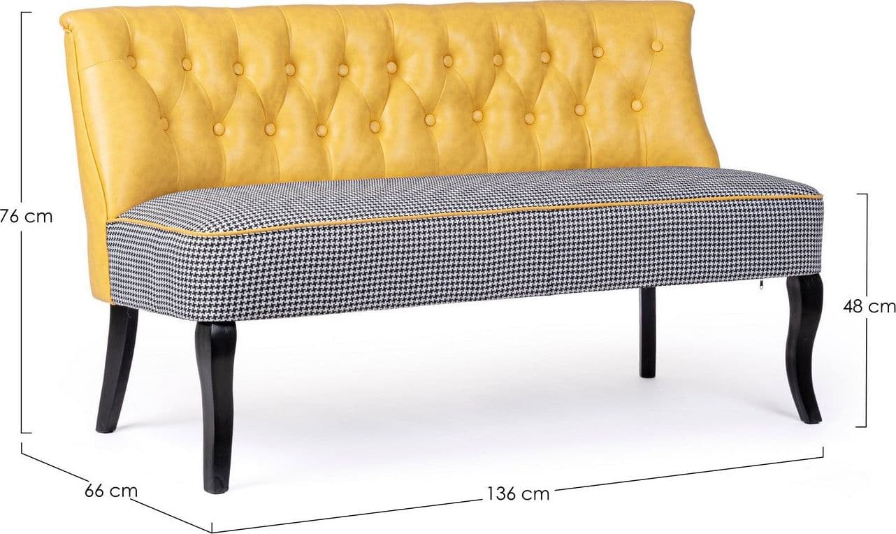 Divano 2 Posti "Batilda" per interno, Struttura In Legno Di Pino E Compensato, Gambe In Legno Di Pino,  136 x 66 x 76 h cm Casa e cucina/Arredamento/Soggiorno/Divani Decor Space - Altamura, Commerciovirtuoso.it