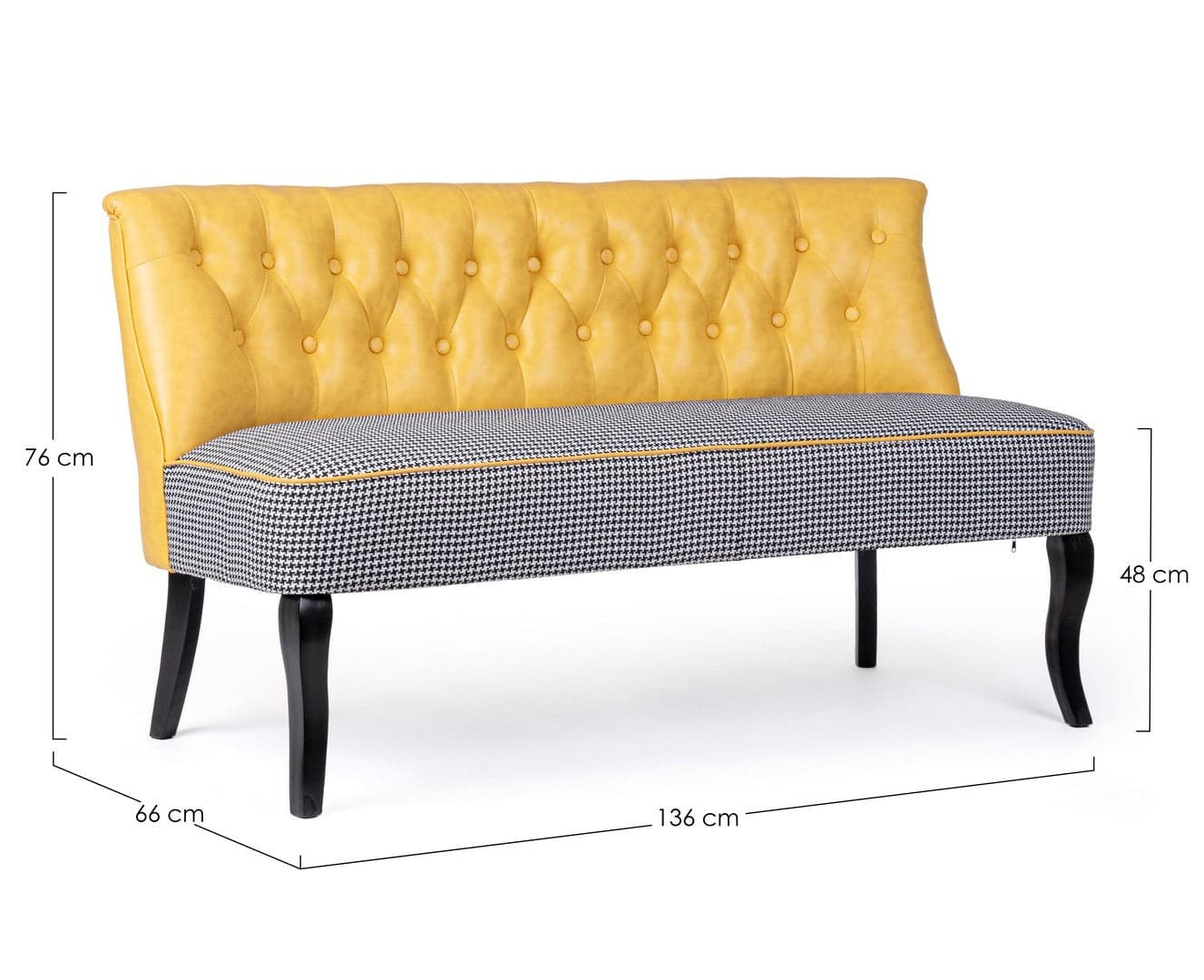 Divano 2 Posti "Batilda" per interno, Struttura In Legno Di Pino E Compensato, Gambe In Legno Di Pino,  136 x 66 x 76 h cm Casa e cucina/Arredamento/Soggiorno/Divani Decor Space - Altamura, Commerciovirtuoso.it