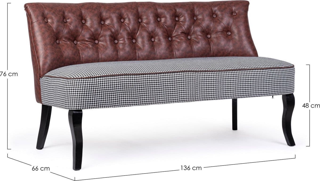 Divano 2 Posti "Batilda" per interno, Struttura In Legno Di Pino E Compensato, Gambe In Legno Di Pino,  136 x 66 x 76 h cm Casa e cucina/Arredamento/Soggiorno/Divani Decor Space - Altamura, Commerciovirtuoso.it