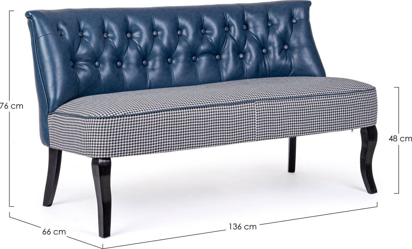 Divano 2 Posti "Batilda" per interno, Struttura In Legno Di Pino E Compensato, Gambe In Legno Di Pino,  136 x 66 x 76 h cm Casa e cucina/Arredamento/Soggiorno/Divani Decor Space - Altamura, Commerciovirtuoso.it