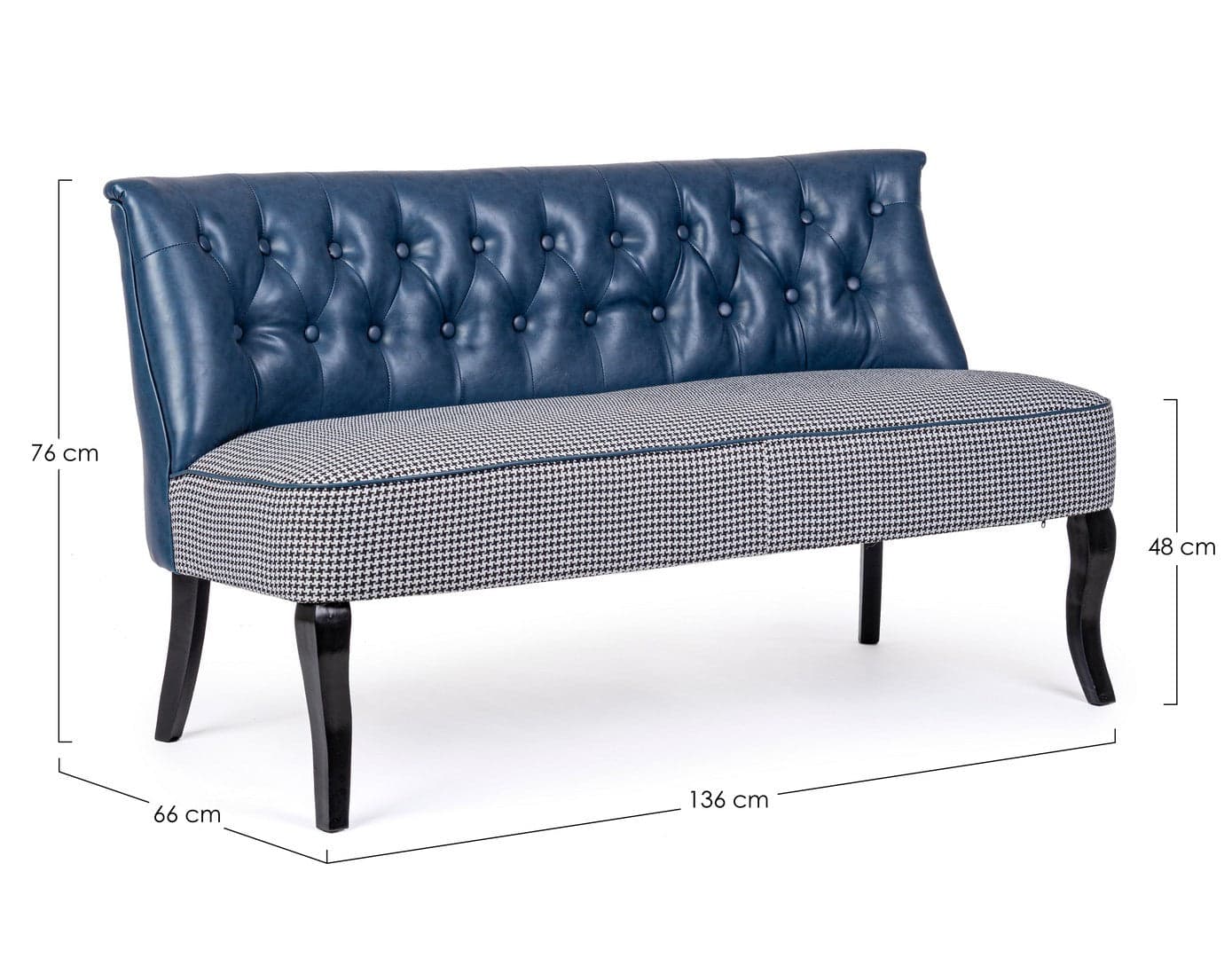 Divano 2 Posti "Batilda" per interno, Struttura In Legno Di Pino E Compensato, Gambe In Legno Di Pino,  136 x 66 x 76 h cm Casa e cucina/Arredamento/Soggiorno/Divani Decor Space - Altamura, Commerciovirtuoso.it