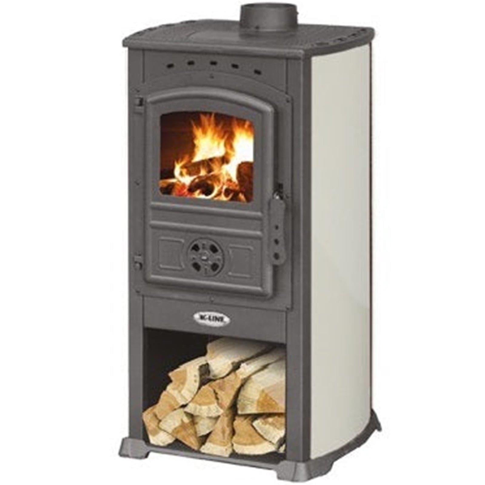 Stufa a legna "Koral" 8 kW in acciaio verniciato caminetto h 94 cm in Impianti di riscaldamento a combustibile solido Decor Space - Altamura, commercioVirtuoso.it