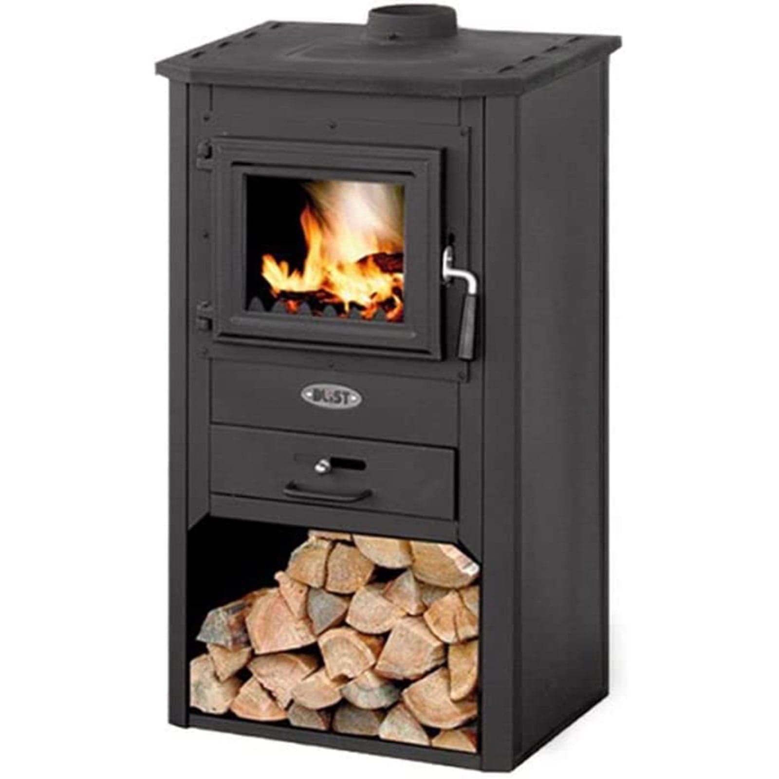 Stufa a legna "Kursal" 9 kW in acciaio verniciato caminetto h 93 cm in Impianti di riscaldamento a combustibile solido Decor Space - Altamura, commercioVirtuoso.it