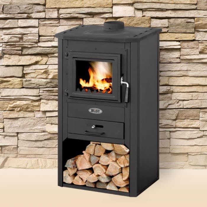 Stufa a legna "Kursal" 9 kW in acciaio verniciato caminetto h 93 cm in Impianti di riscaldamento a combustibile solido Decor Space - Altamura, commercioVirtuoso.it