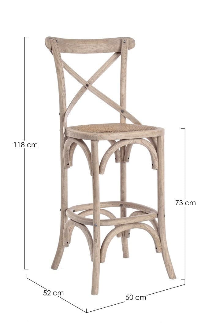 Sgabello da bar Cross per interno, Struttura In Legno Di Olmo, 50 x 52 x 118 cm in Sgabelli Decor Space - Altamura, commercioVirtuoso.it