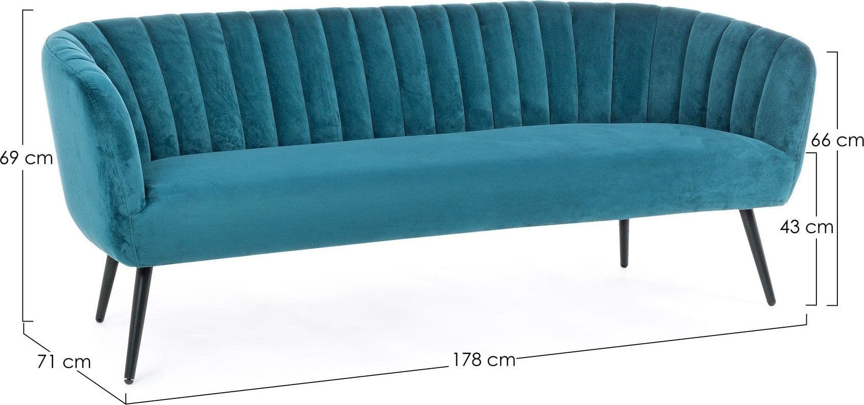 Divano 2 Posti "Avril" per interno, Struttura In Legno Compensato, Gambe In Acciaio Verniciato A Polvere Epossidica 126 x 70 x 68 h cm in Divani Decor Space - Altamura, commercioVirtuoso.it