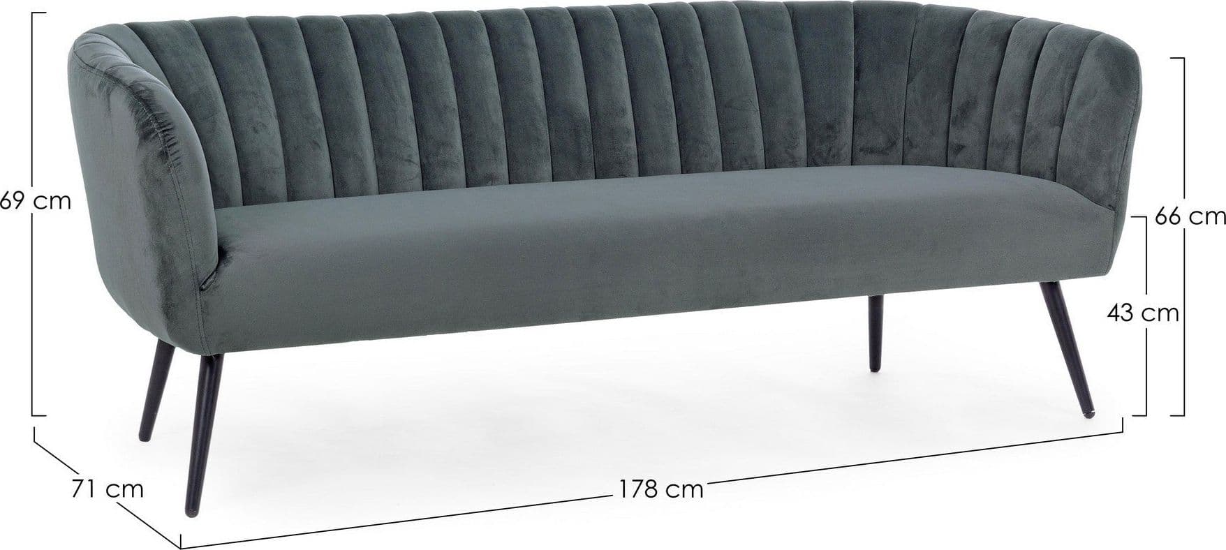 Divano 2 Posti "Avril" per interno, Struttura In Legno Compensato, Gambe In Acciaio Verniciato A Polvere Epossidica 126 x 70 x 68 h cm in Divani Decor Space - Altamura, commercioVirtuoso.it
