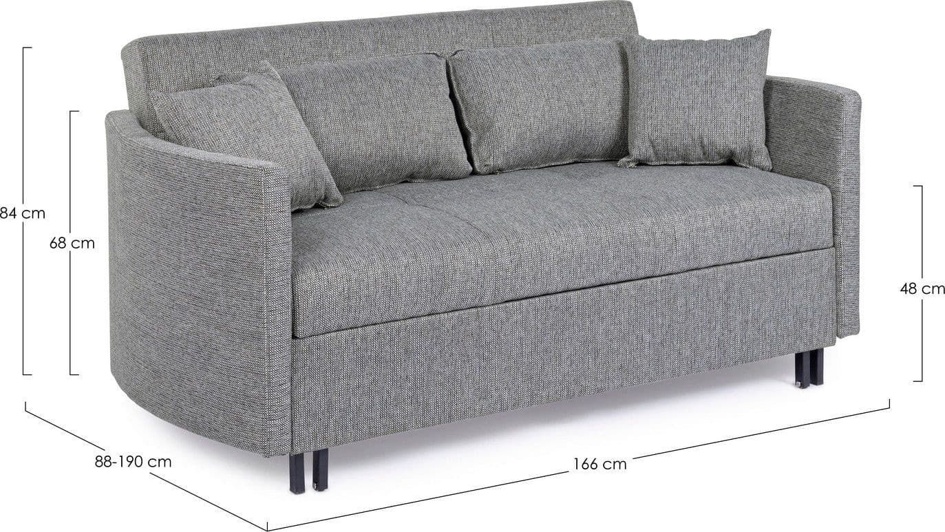 Divano letto "Clayton" per interno con cuscino Struttura in compensato e acciaio, 166 x 88 x 84 cm Casa e cucina/Arredamento/Soggiorno/Divani Decor Space - Altamura, Commerciovirtuoso.it