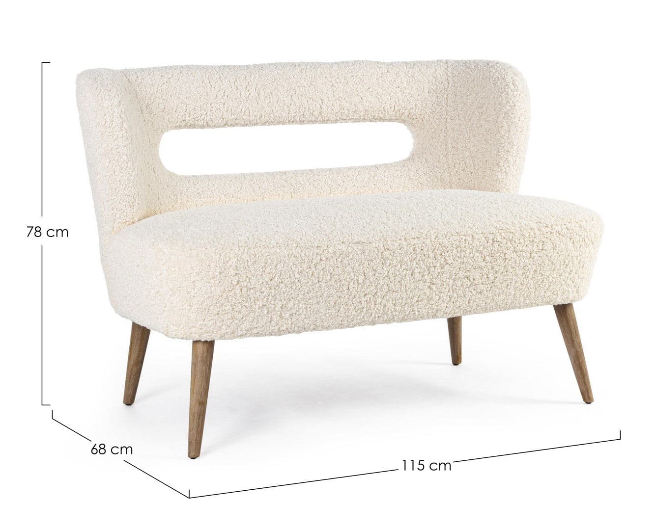 Divano 2 Posti "Cortina" per interno, Struttura In Legno Di Pino 115 x 68 x 78 h cm in Divani Decor Space - Altamura, commercioVirtuoso.it