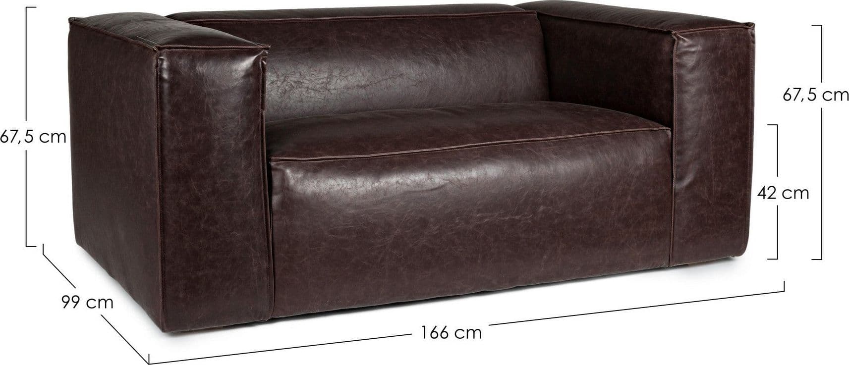 Divano 3 - 4 Posti "Dakota" per interno, Struttura In Legno Di Quercia, Rivestimento In Ecopelle (Pu) 224 x 99 x 67,5 h cm Casa e cucina/Arredamento/Soggiorno/Divani Decor Space - Altamura, Commerciovirtuoso.it