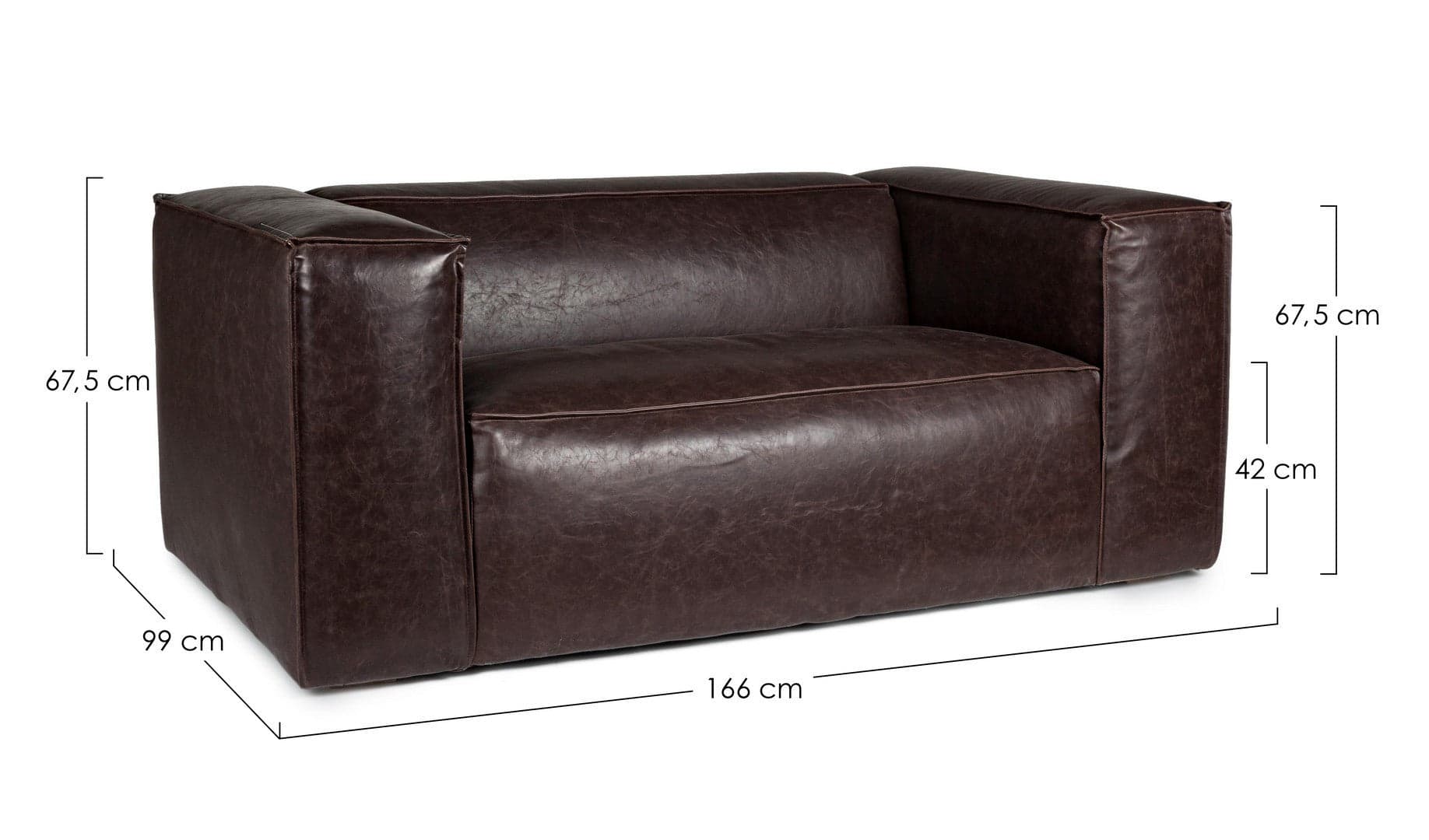 Divano 3 - 4 Posti "Dakota" per interno, Struttura In Legno Di Quercia, Rivestimento In Ecopelle (Pu) 224 x 99 x 67,5 h cm Casa e cucina/Arredamento/Soggiorno/Divani Decor Space - Altamura, Commerciovirtuoso.it