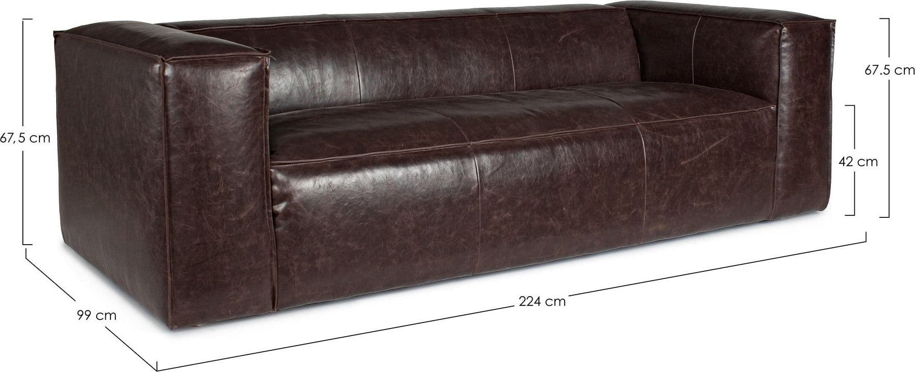 Divano 3 - 4 Posti "Dakota" per interno, Struttura In Legno Di Quercia, Rivestimento In Ecopelle (Pu) 224 x 99 x 67,5 h cm Casa e cucina/Arredamento/Soggiorno/Divani Decor Space - Altamura, Commerciovirtuoso.it