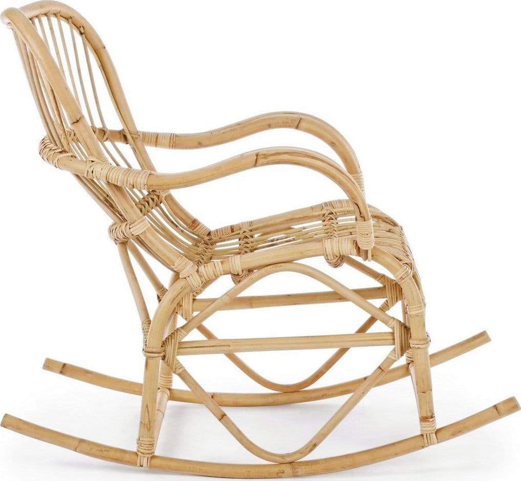 Poltrona a dondolo "Casimira" per interno, in Rattan Naturale h 88 cm in Poltrone Decor Space - Altamura, commercioVirtuoso.it