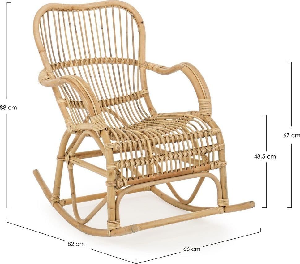 Poltrona a dondolo "Casimira" per interno, in Rattan Naturale h 88 cm Casa e cucina/Arredamento/Soggiorno/Poltrone e sedie/Poltrone Decor Space - Altamura, Commerciovirtuoso.it