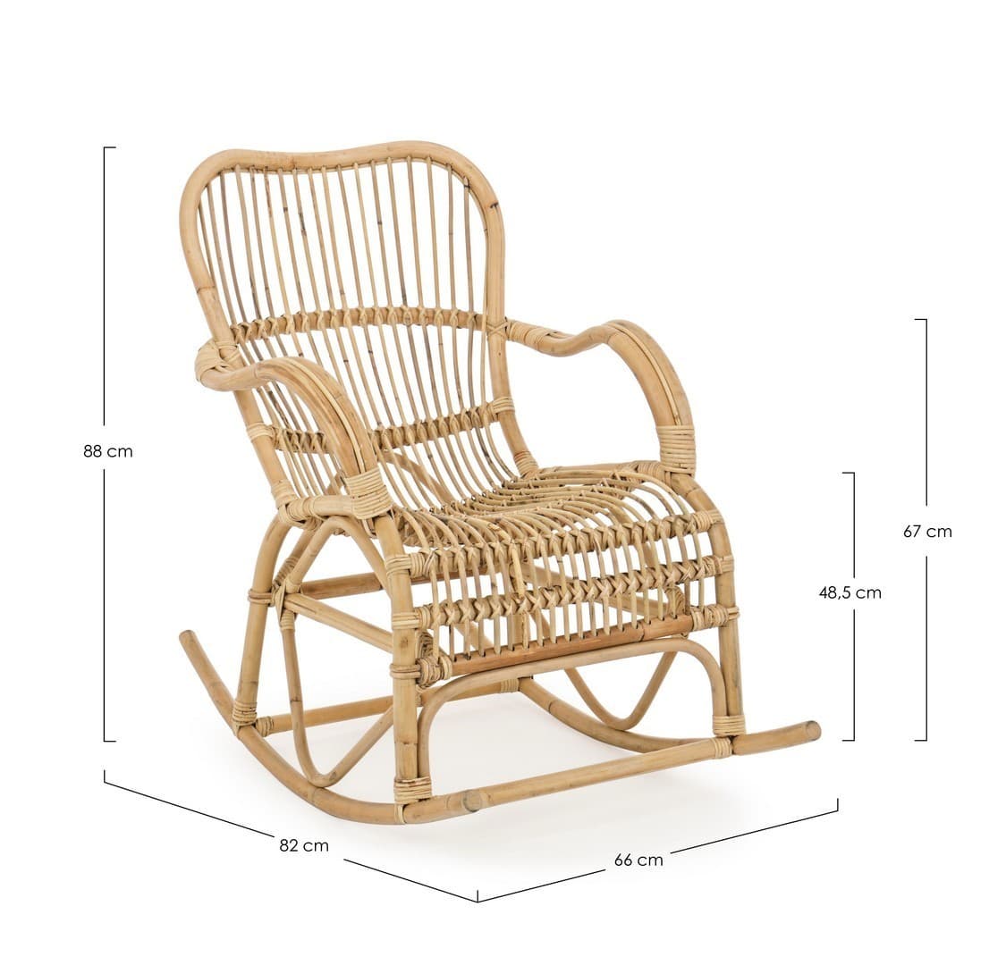 Poltrona a dondolo "Casimira" per interno, in Rattan Naturale h 88 cm Casa e cucina/Arredamento/Soggiorno/Poltrone e sedie/Poltrone Decor Space - Altamura, Commerciovirtuoso.it