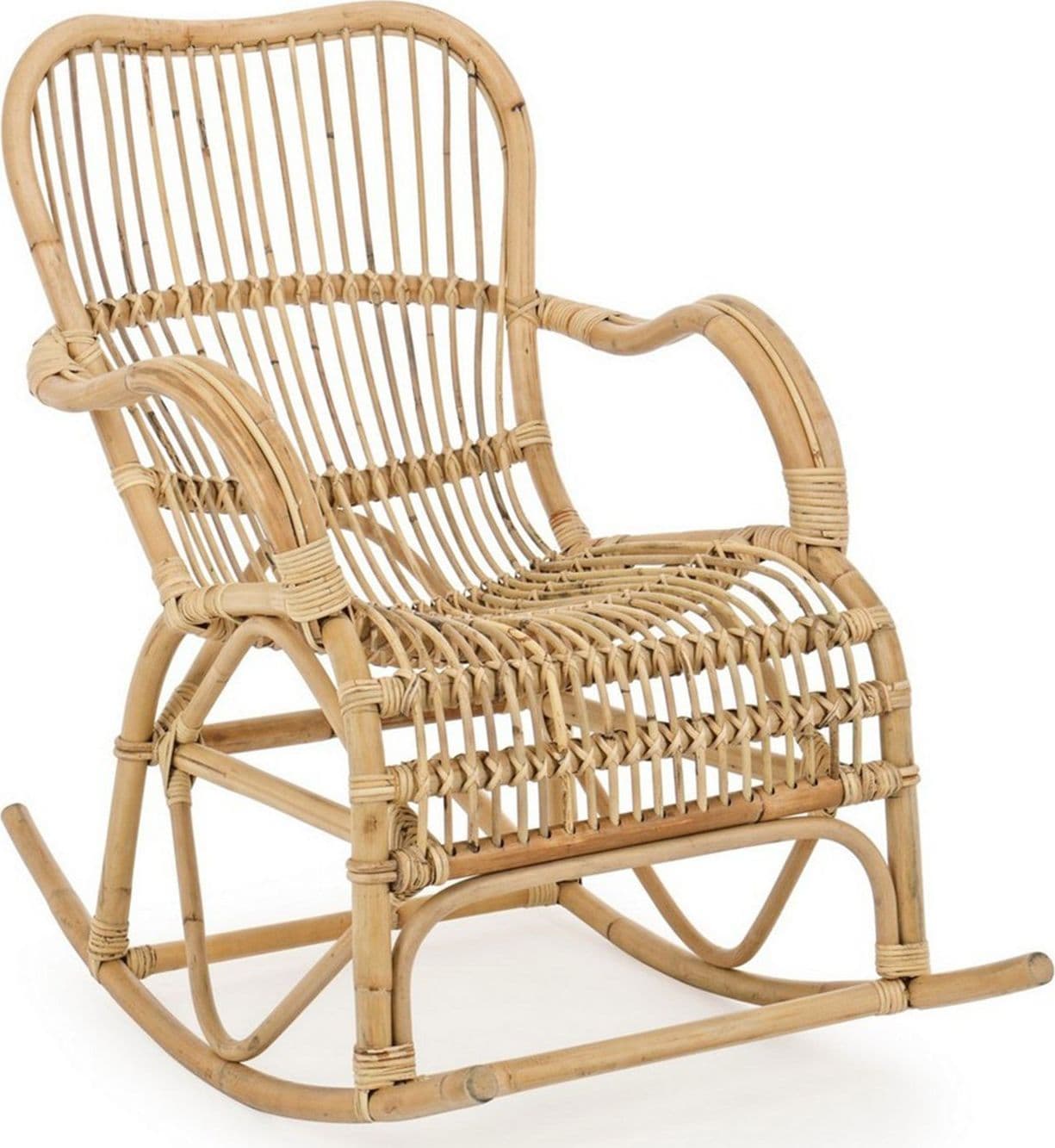 Poltrona a dondolo "Casimira" per interno, in Rattan Naturale h 88 cm in Poltrone Decor Space - Altamura, commercioVirtuoso.it