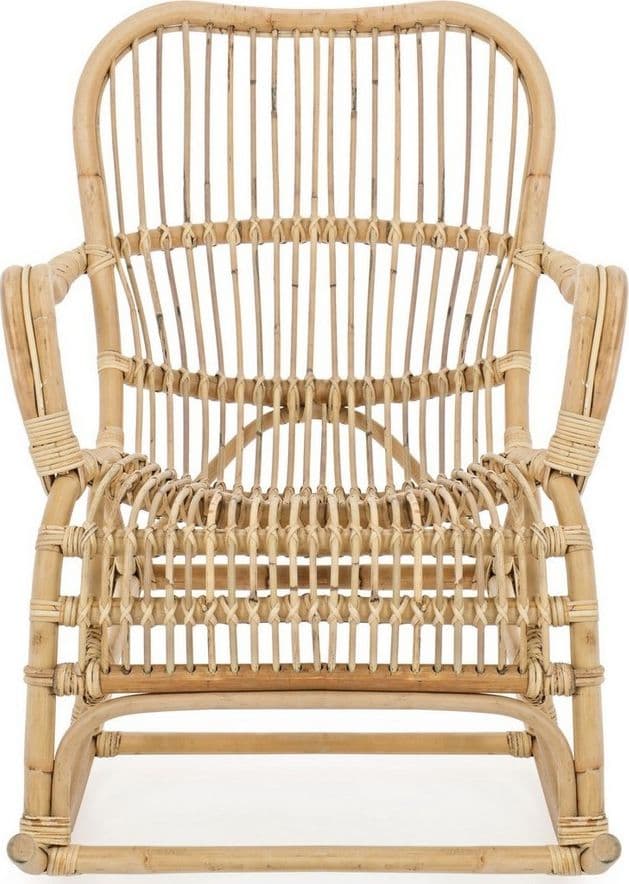 Poltrona a dondolo "Casimira" per interno, in Rattan Naturale h 88 cm in Poltrone Decor Space - Altamura, commercioVirtuoso.it