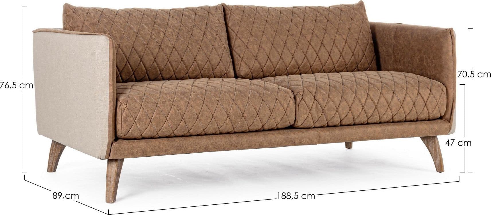 Divano 3 Posti "Helston" per interno, Struttura E Piedini In Legno Di Frassino, 188,5 x 89 x 76,5 h cm Casa e cucina/Arredamento/Soggiorno/Divani Decor Space - Altamura, Commerciovirtuoso.it