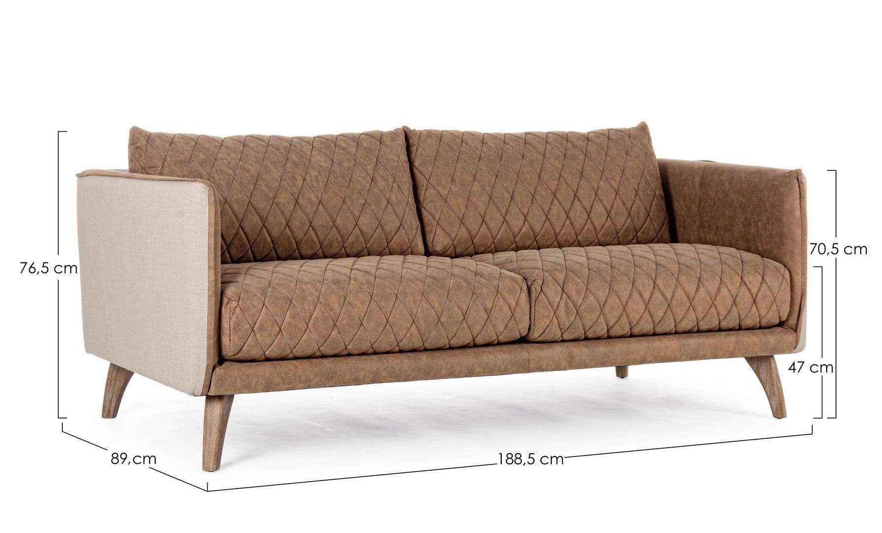 Divano 3 Posti "Helston" per interno, Struttura E Piedini In Legno Di Frassino, 188,5 x 89 x 76,5 h cm Casa e cucina/Arredamento/Soggiorno/Divani Decor Space - Altamura, Commerciovirtuoso.it