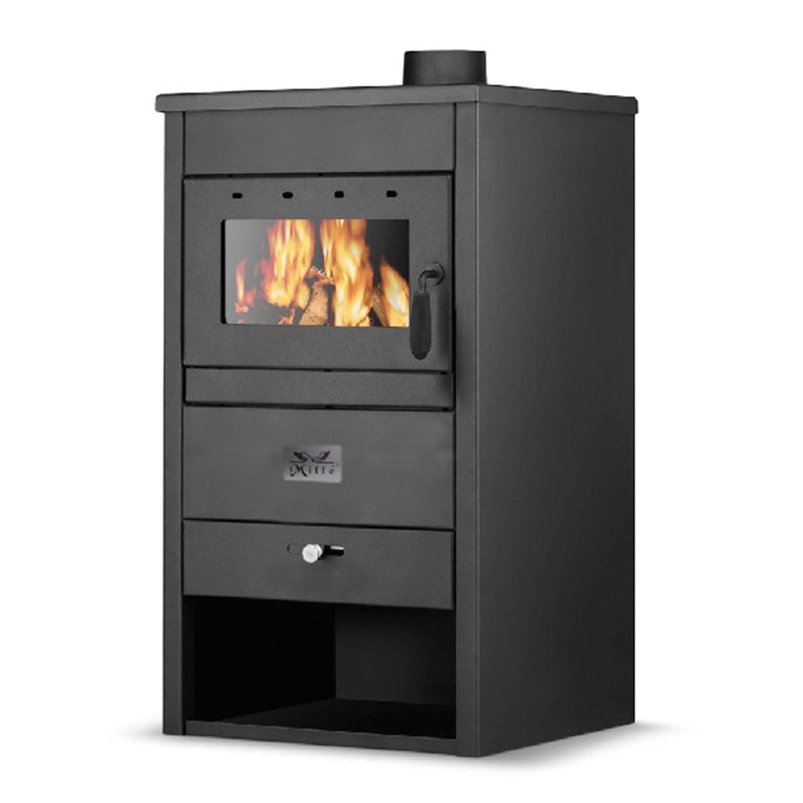 Stufa a legna "Rea" in acciaio verniciato 18 kw caminetto h 98 cm Made in Italy