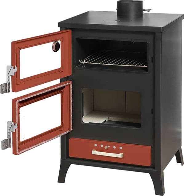 Stufa a legna "Marika" 22 kw con forno in acciaio verniciato h 91,5 cm in Impianti di riscaldamento a combustibile solido Decor Space - Altamura, commercioVirtuoso.it