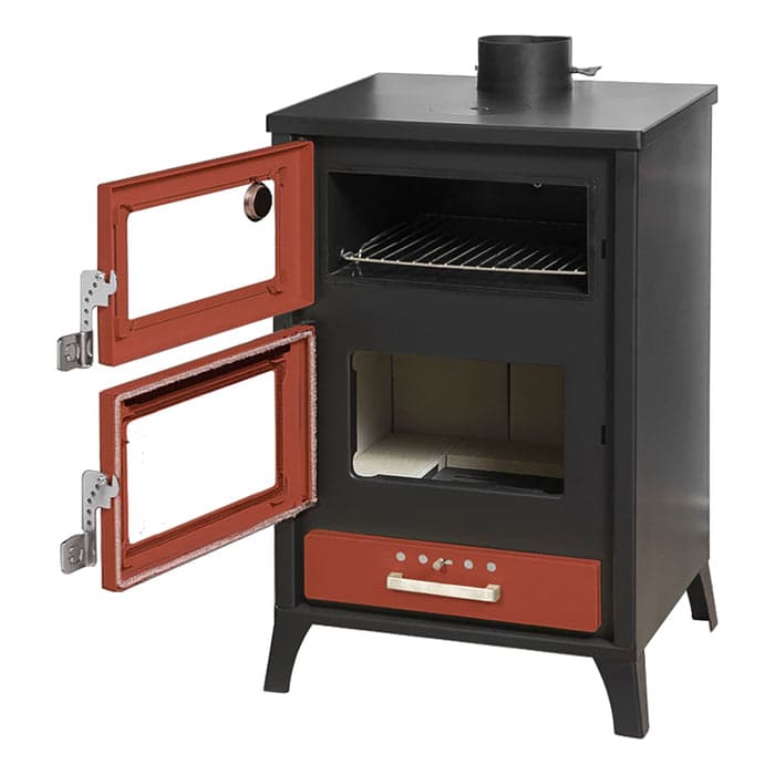 Stufa a legna "Marika" 22 kw con forno in acciaio verniciato h 91,5 cm in Impianti di riscaldamento a combustibile solido Decor Space - Altamura, commercioVirtuoso.it