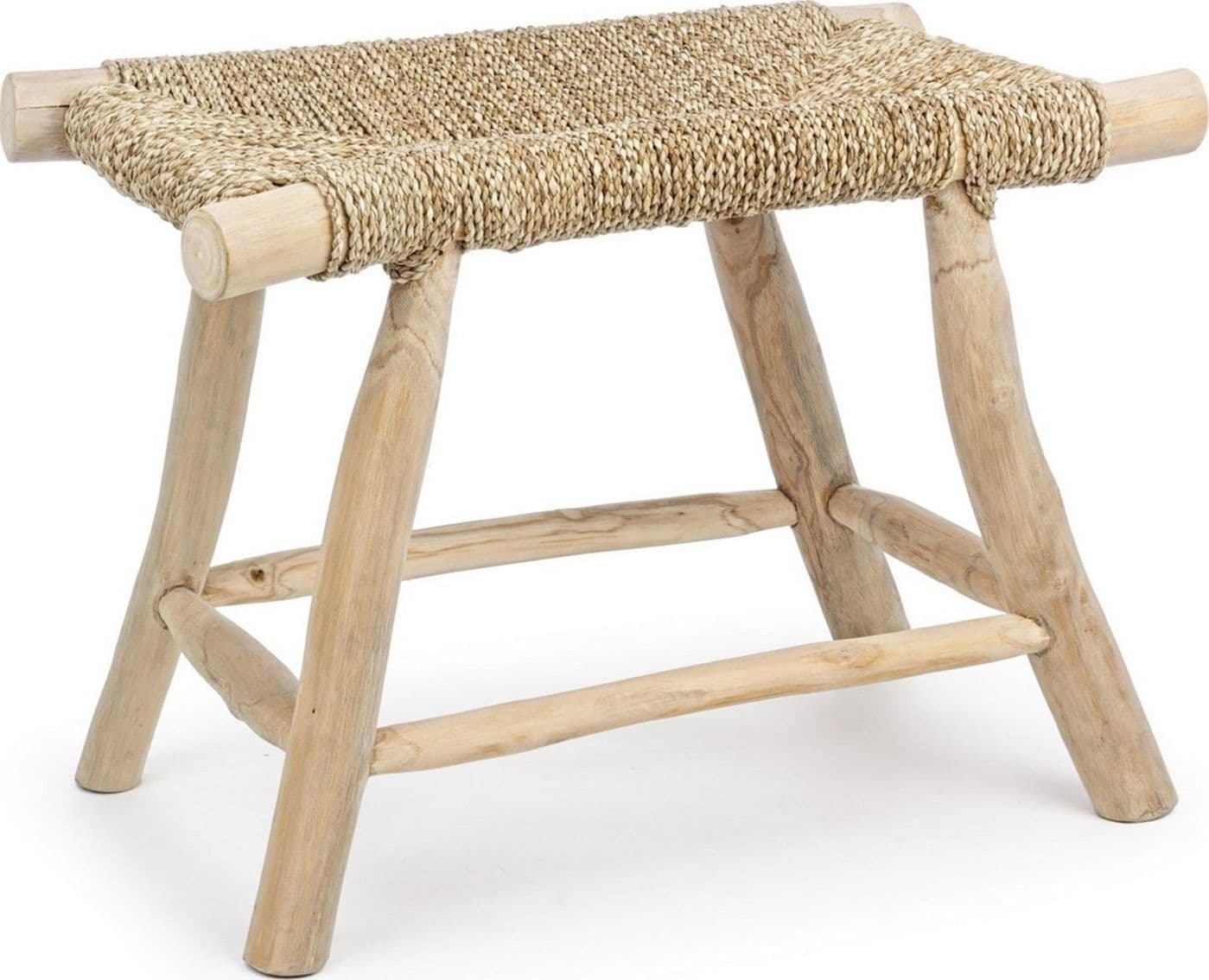 Sgabello per interno "Belinda" Struttura In Rami Di Teak, Finitura Naturale, 60 x 38 x 45 h cm in Sgabelli Decor Space - Altamura, commercioVirtuoso.it