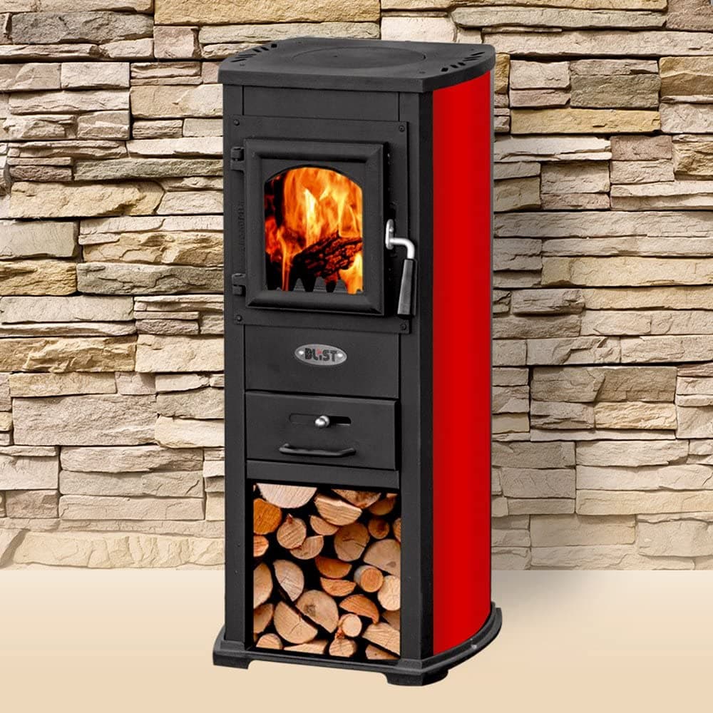 Stufa a legna "Karma" 7 kW in acciaio verniciato caminetto h 89 cm in Impianti di riscaldamento a combustibile solido Decor Space - Altamura, commercioVirtuoso.it