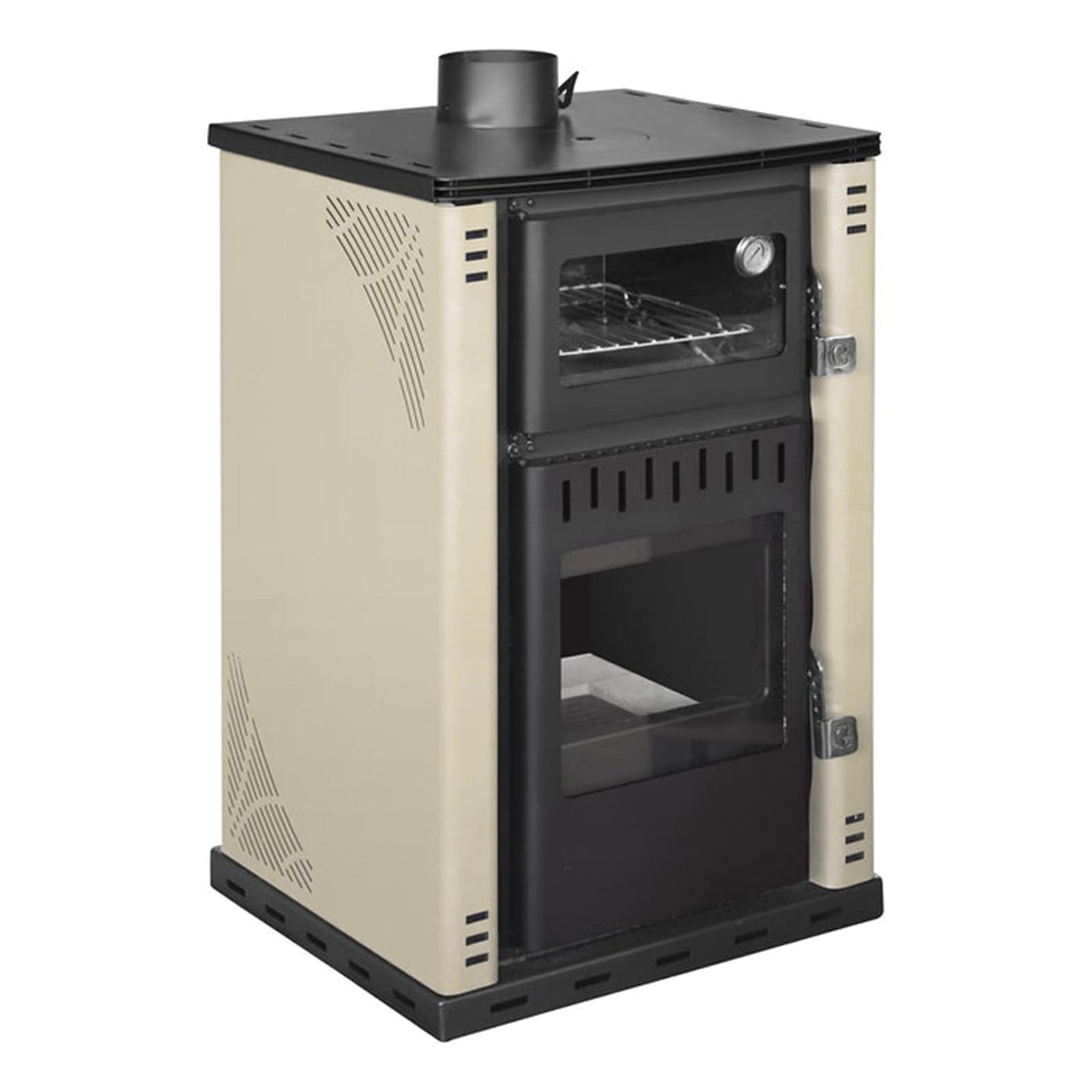 Termostufa a legna "Elsa" 27,6 kw con forno in acciaio verniciato L 38 in Impianti di riscaldamento a combustibile solido Decor Space - Altamura, commercioVirtuoso.it