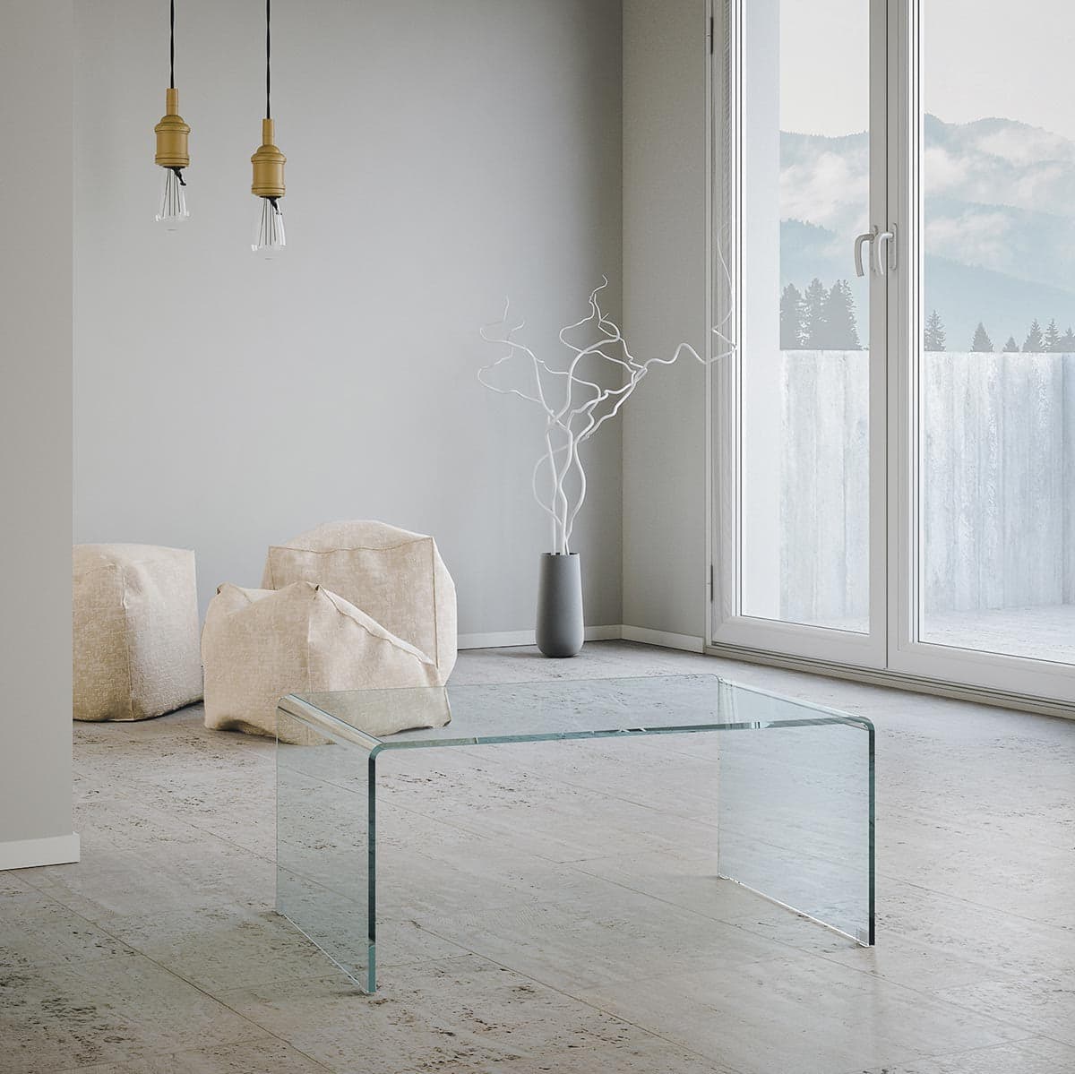 Tavolino fisso, in vetro trasparente, per arredamento interni in Credenze Decor Space - Altamura, commercioVirtuoso.it