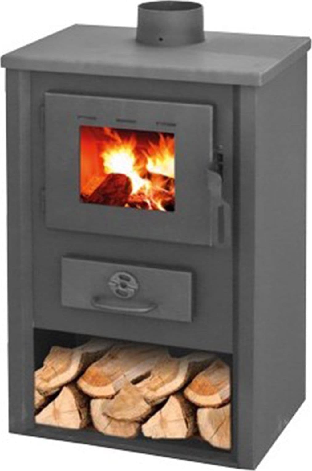Stufa a legna "Koine" 7 kW in acciaio verniciato caminetto h 77 cm