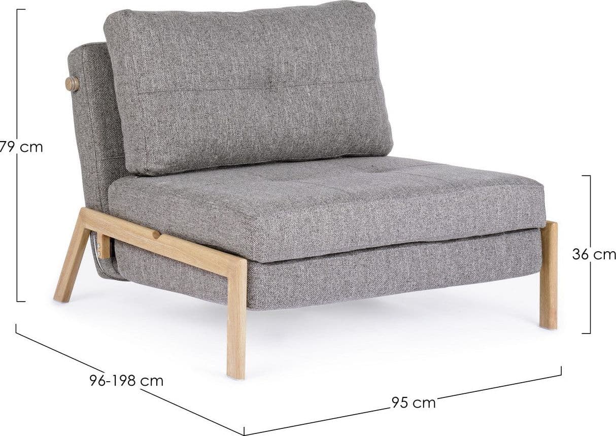 Divano letto "Hayden" con struttura in acciaio e imbottitura comoda, 95 x 96 x 79 h cm in Divani Decor Space - Altamura, commercioVirtuoso.it