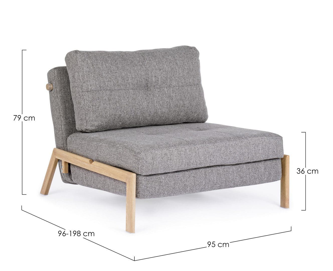 Divano letto "Hayden" con struttura in acciaio e imbottitura comoda, 95 x 96 x 79 h cm in Divani Decor Space - Altamura, commercioVirtuoso.it