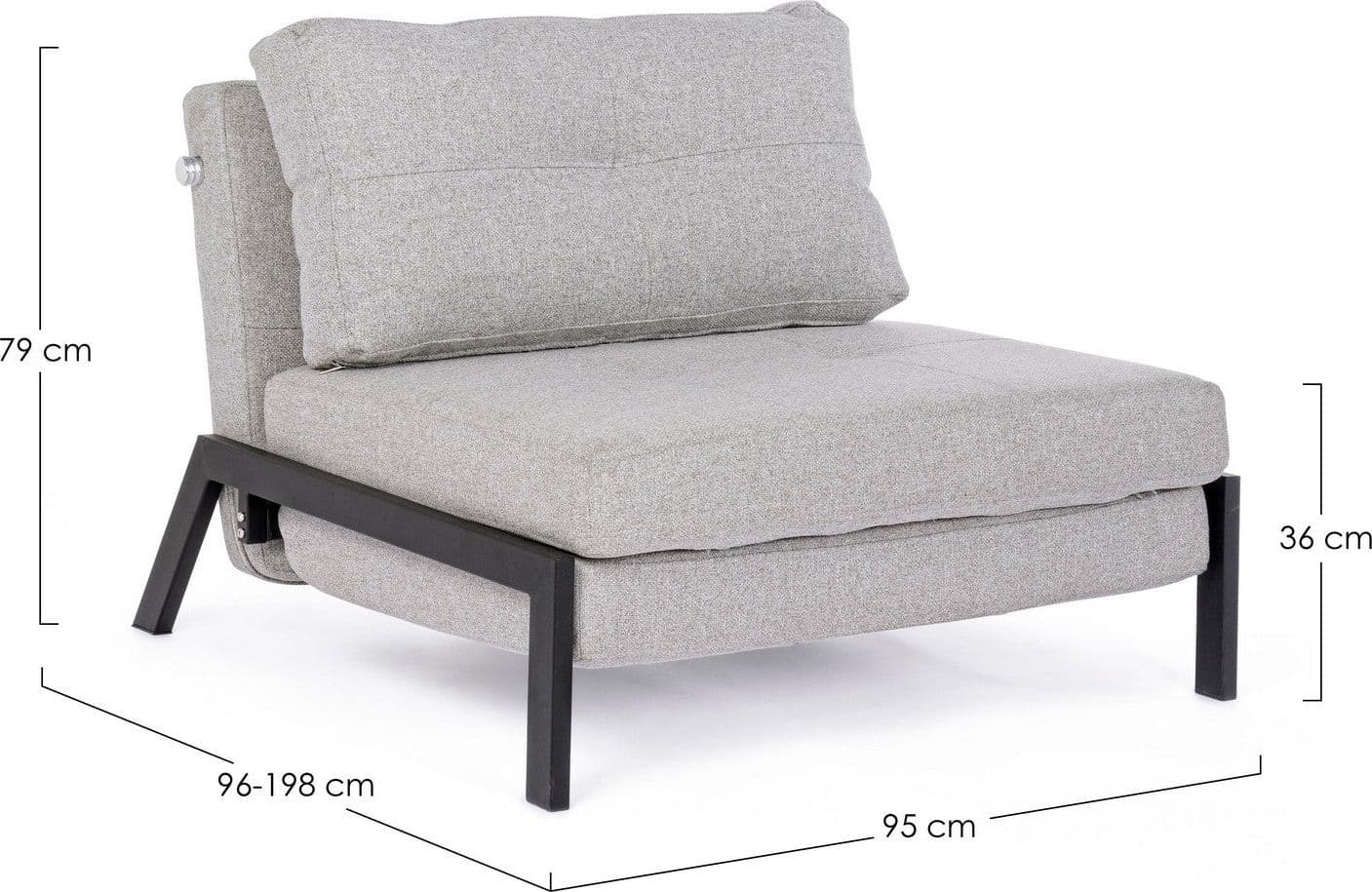 Divano letto "Hayden" con struttura in acciaio e imbottitura comoda, 95 x 96 x 79 h cm in Divani Decor Space - Altamura, commercioVirtuoso.it