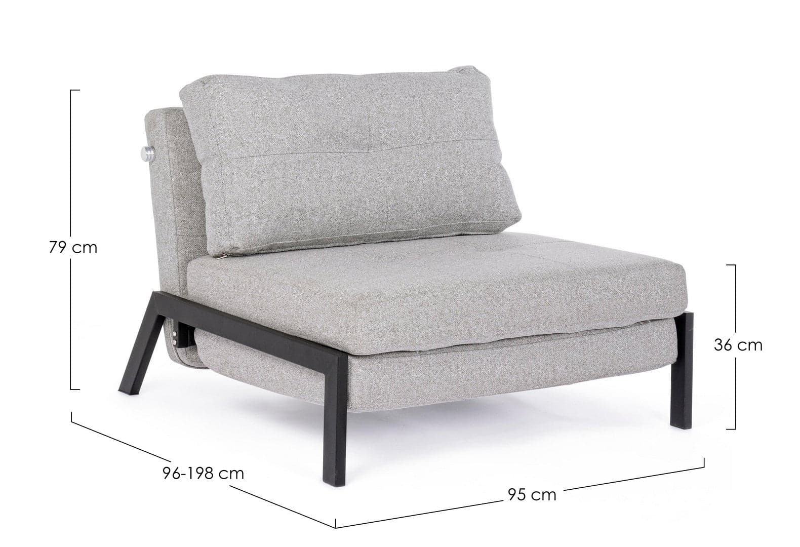 Divano letto "Hayden" con struttura in acciaio e imbottitura comoda, 95 x 96 x 79 h cm in Divani Decor Space - Altamura, commercioVirtuoso.it