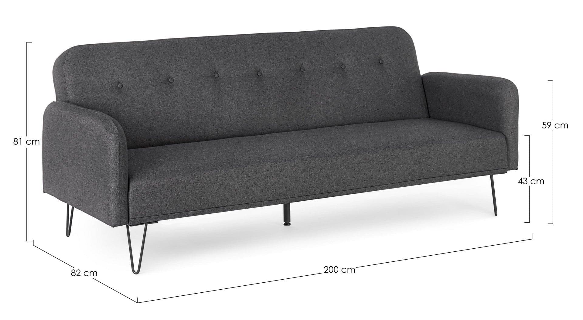 Divano letto "Bridjet" per interno con struttura in legno di eucalipto, 200 x 82 x 81 cm in Divani Decor Space - Altamura, commercioVirtuoso.it