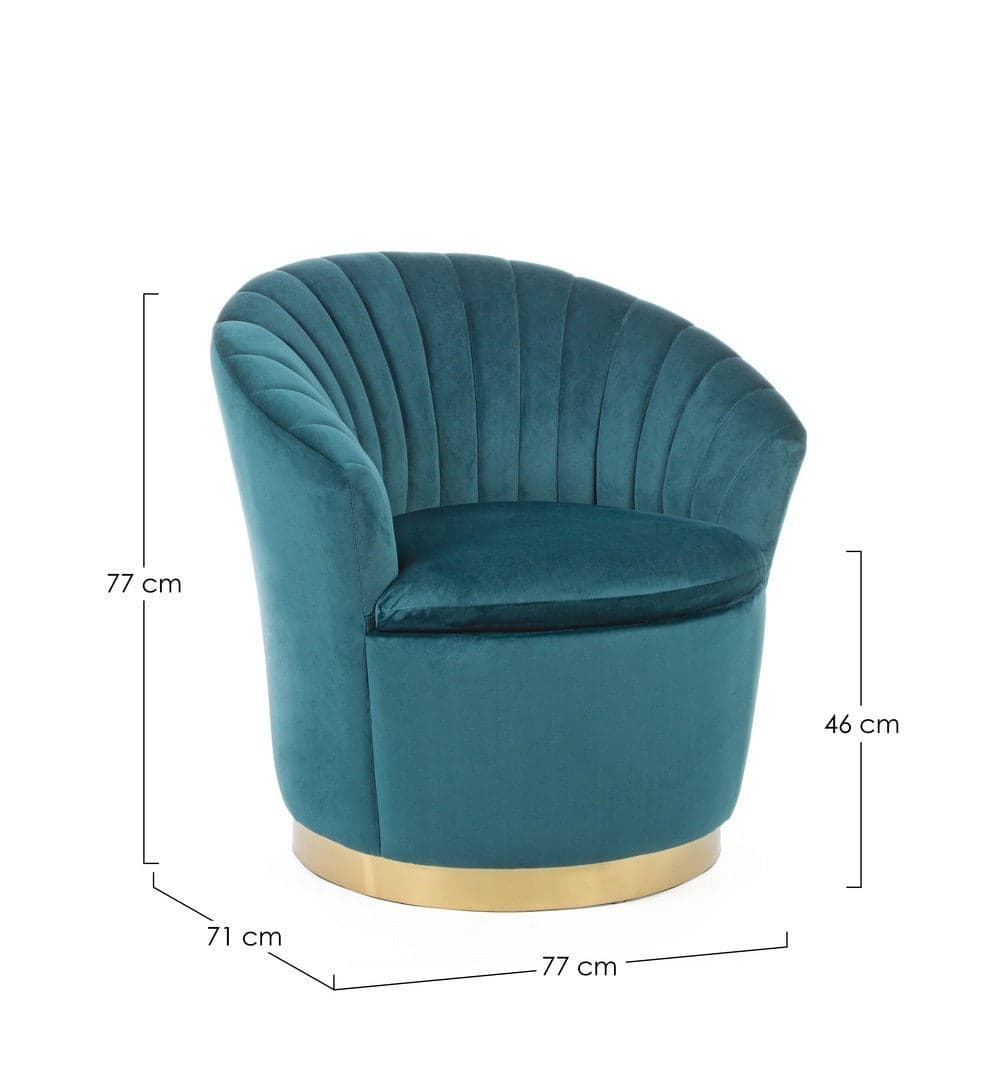 Poltrona "Gilles" per interno, Struttura In Legno Di Pino, Rivestimento In Poliestere Effetto Velluto, 77 x 71 x 77h cm in Poltrone Decor Space - Altamura, commercioVirtuoso.it