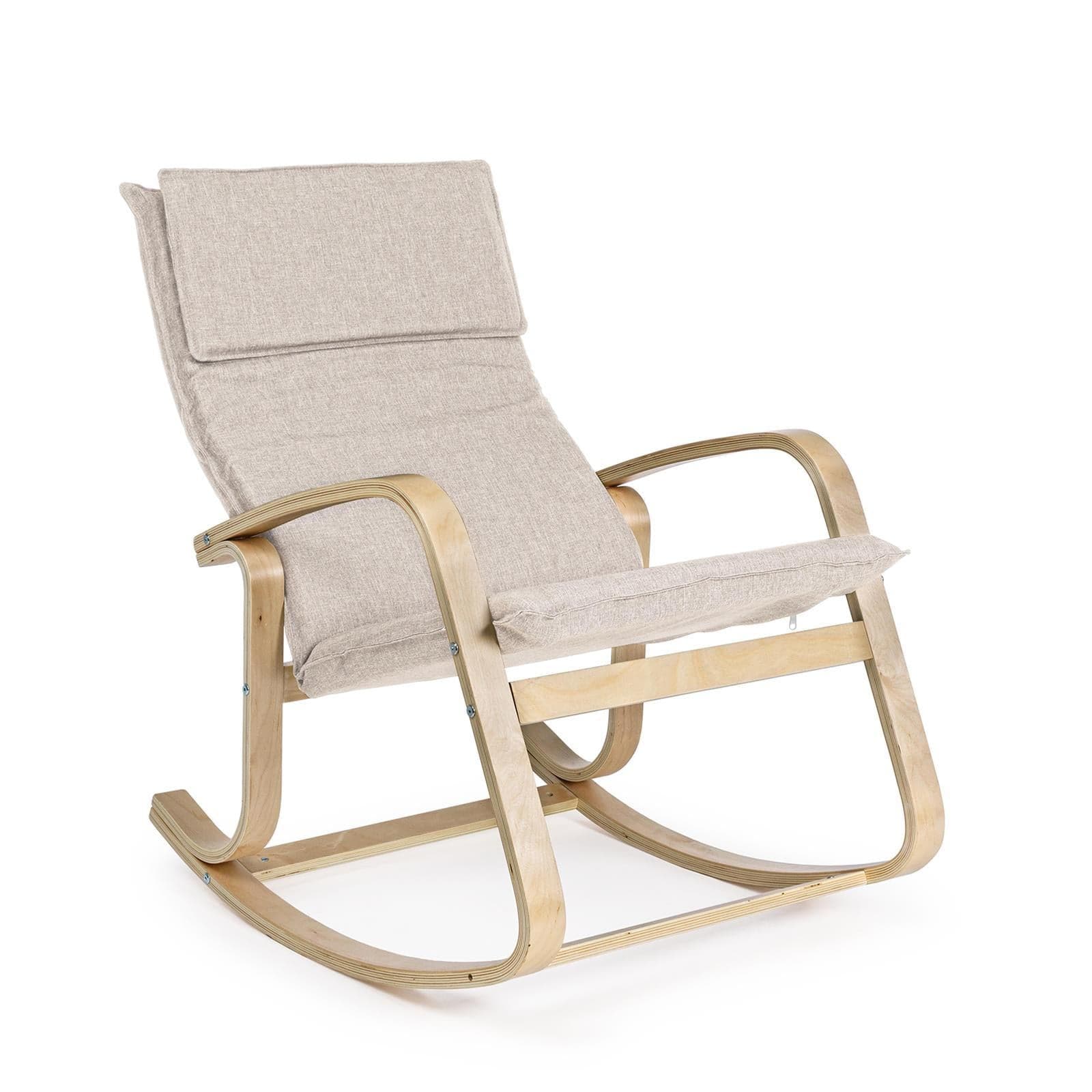 Sedia a dondolo "Ginevra" grigio imbottita in legno da interno per salotto e studio Casa e cucina/Arredamento/Soggiorno/Poltrone e sedie/Poltrone Decor Space - Altamura, Commerciovirtuoso.it