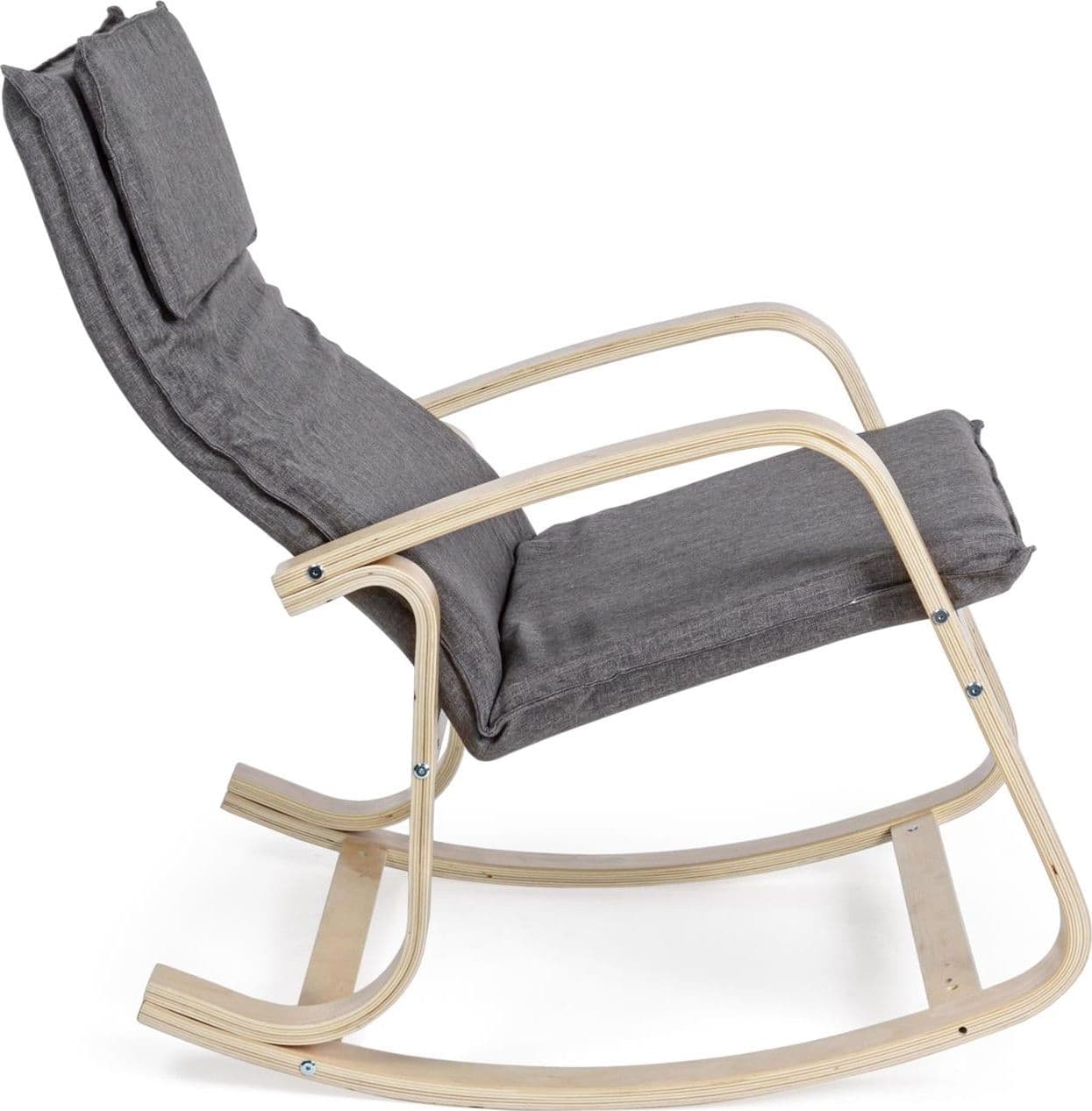 Sedia a dondolo "Ginevra" grigio imbottita in legno da interno per salotto e studio Casa e cucina/Arredamento/Soggiorno/Poltrone e sedie/Poltrone Decor Space - Altamura, Commerciovirtuoso.it