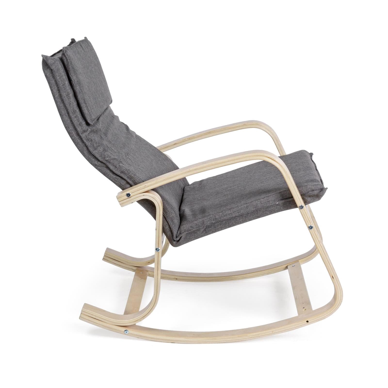 Sedia a dondolo "Ginevra" grigio imbottita in legno da interno per salotto e studio Casa e cucina/Arredamento/Soggiorno/Poltrone e sedie/Poltrone Decor Space - Altamura, Commerciovirtuoso.it