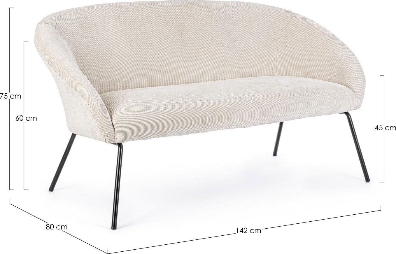 Divano "Aiko" per interno, Gambe In Acciaio Verniciato A Polvere 142 x 80 x 75 h cm Casa e cucina/Arredamento/Soggiorno/Divani Decor Space - Altamura, Commerciovirtuoso.it