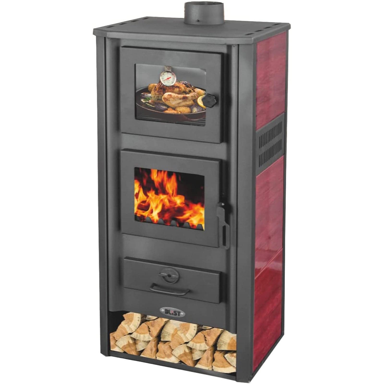 Stufa a legna "Ambassador" 13 kw con forno in acciaio verniciato h 116 cm - 22