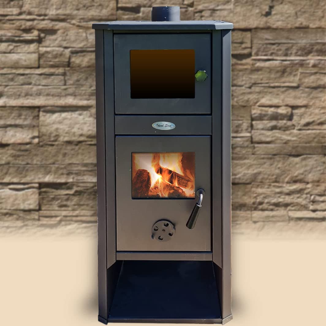 Stufa a legna "Ambassador" 13 kw con forno in acciaio verniciato h 116 cm in Impianti di riscaldamento a combustibile solido Decor Space - Altamura, commercioVirtuoso.it