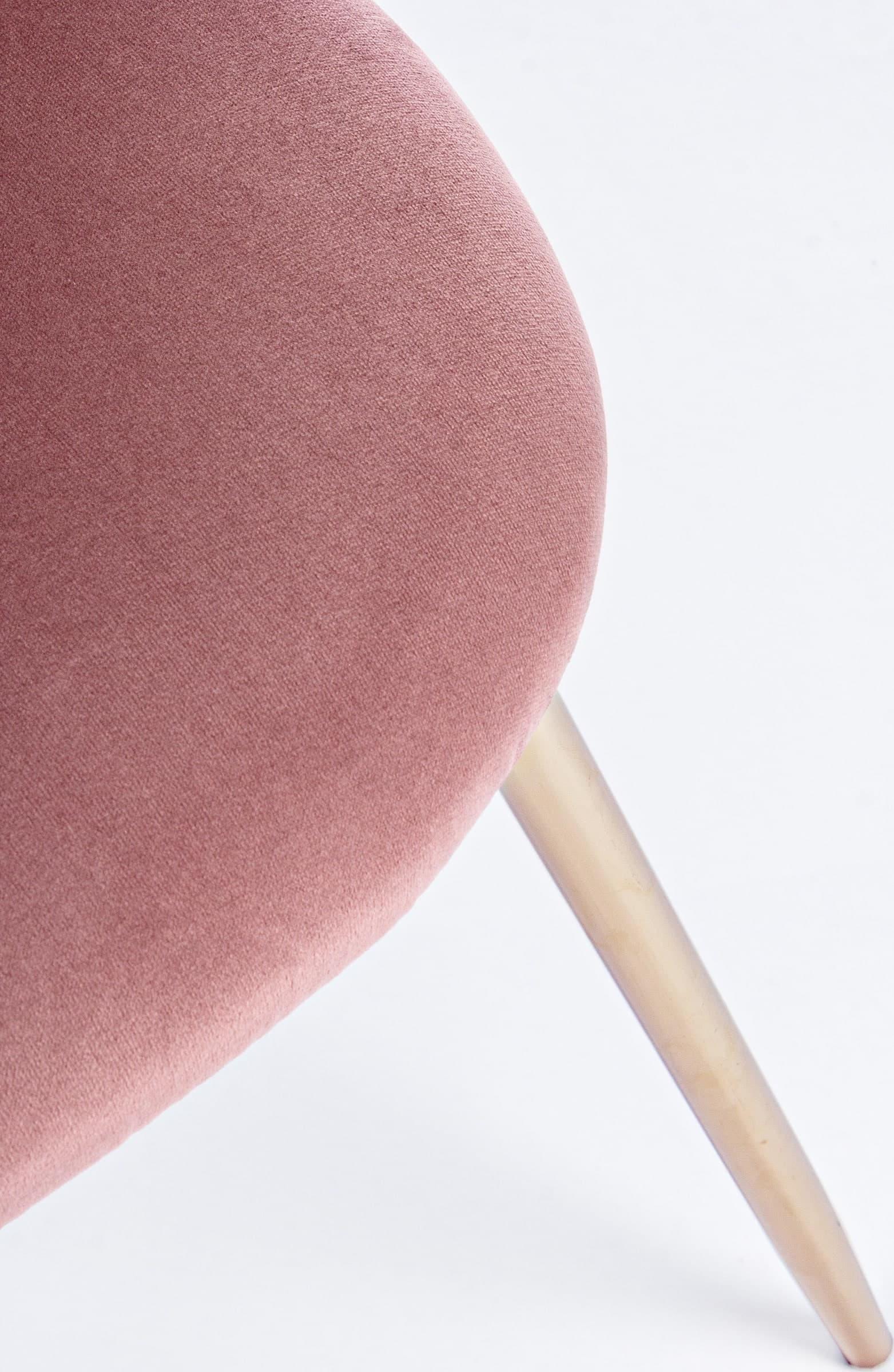 Sedia "Tanya" in velluto rosa anticato e gambe ottone h 77 cm arredamento moderno in Sedie Decor Space - Altamura, commercioVirtuoso.it