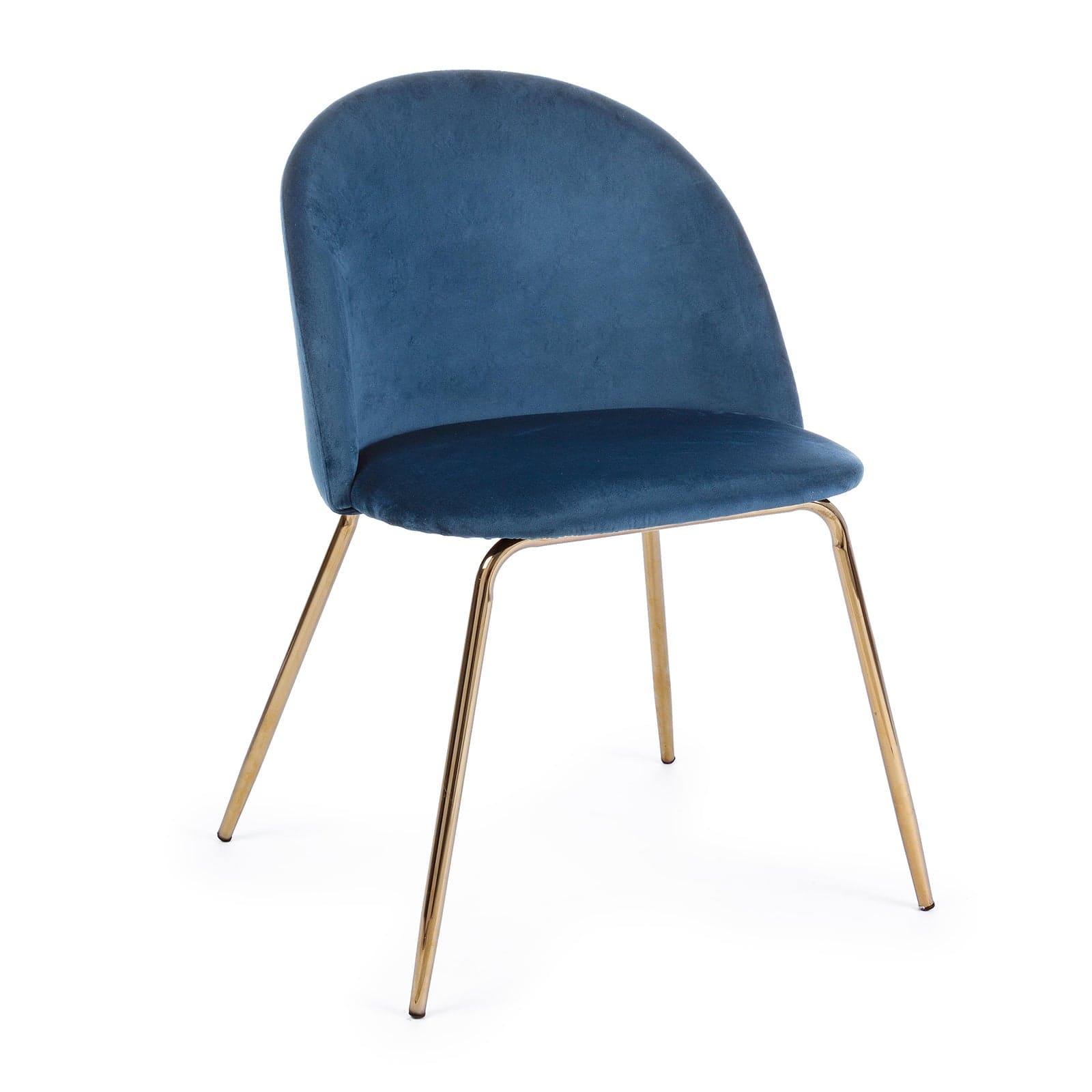 Sedia "Tanya" in velluto Blu Scuro con gambe ottone h 77 cm arredamento moderno in Sedie Decor Space - Altamura, commercioVirtuoso.it